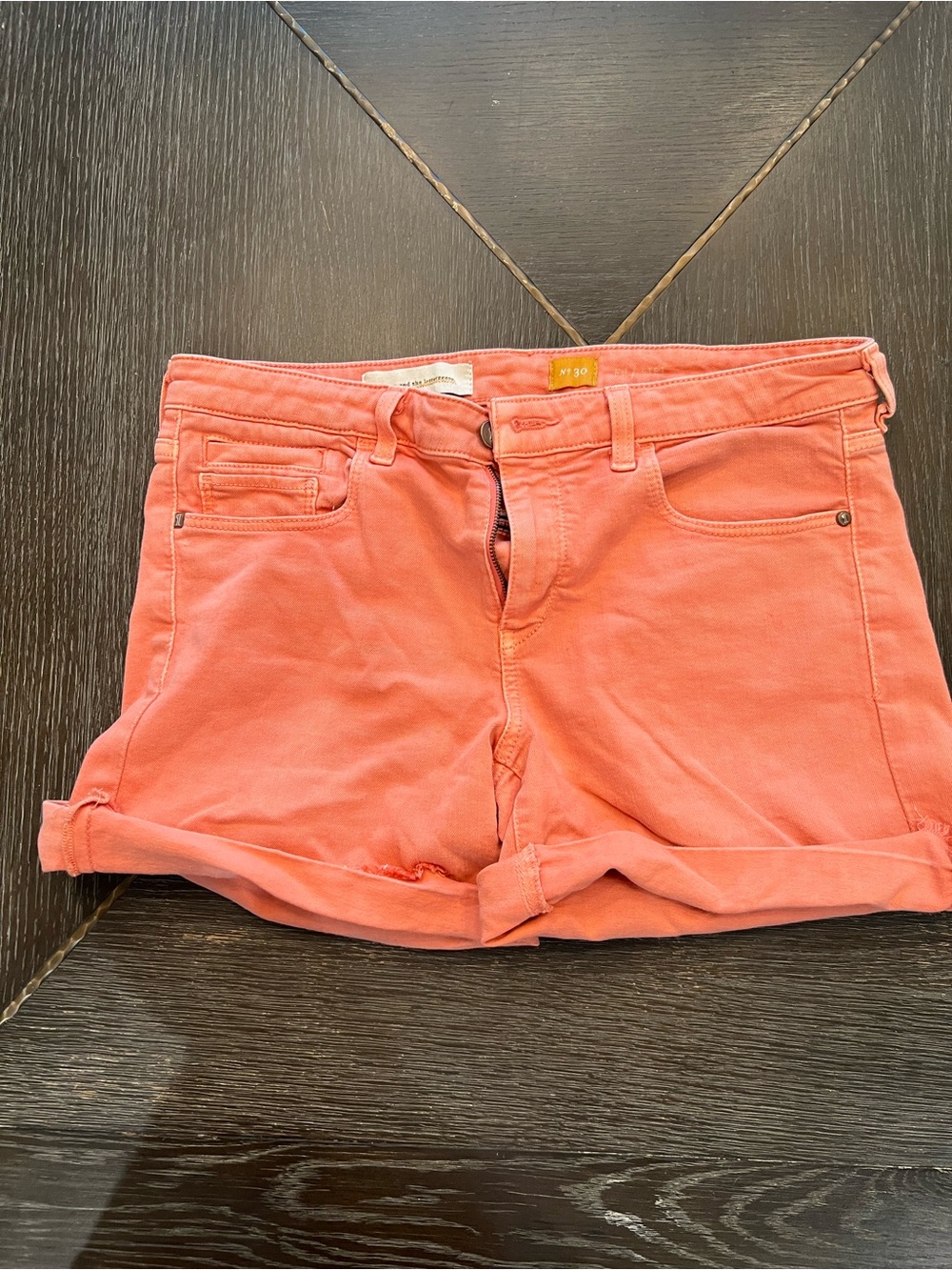 Pilcro Women's Coral Cotton Roll-Cuff Shorts